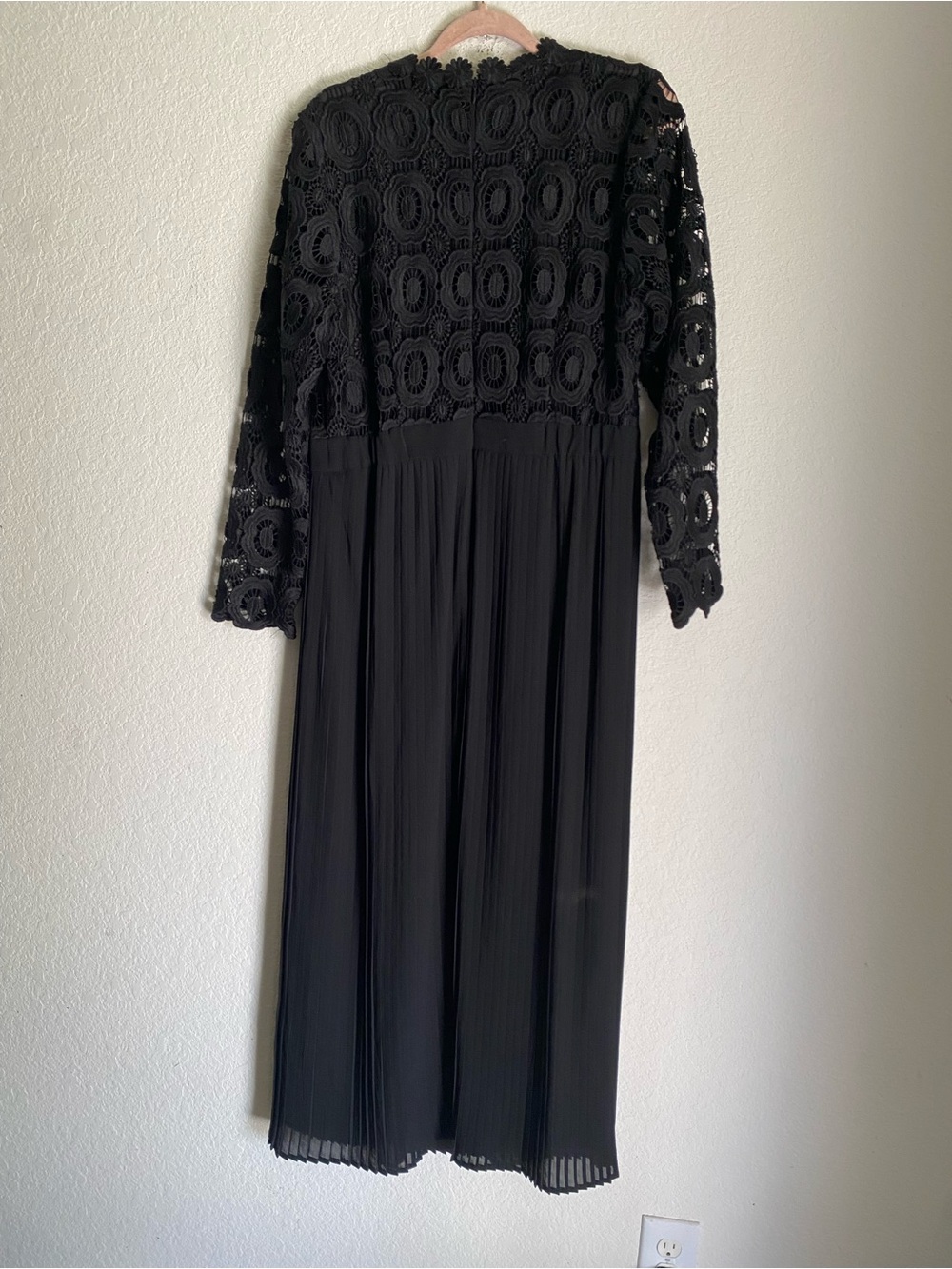ELOQUII Black Lace Long Sleeves Maxi Pleated Chiffon Skirt Formal Dress 14 New - Picture 14 of 14
